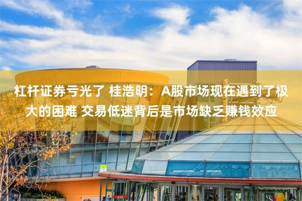 杠杆证券亏光了 桂浩明：A股市场现在遇到了极大的困难 交易低迷背后是市场缺乏赚钱效应