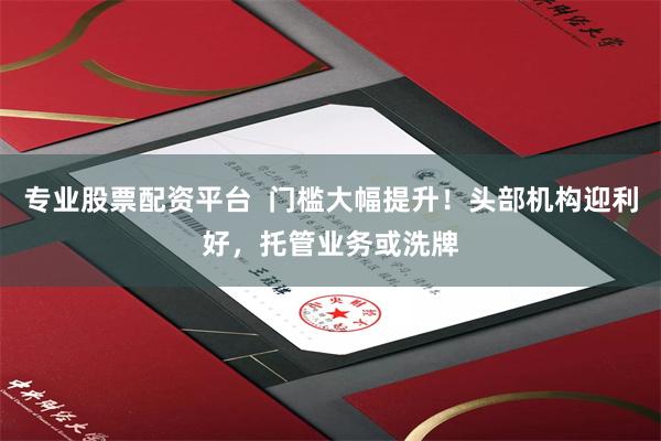 专业股票配资平台  门槛大幅提升！头部机构迎利好，托管业务或洗牌