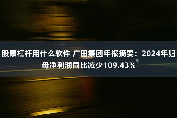 股票杠杆用什么软件 广田集团年报摘要：2024年归母净利润同比减少109.43%