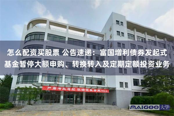 怎么配资买股票 公告速递：富国增利债券发起式基金暂停大额申购、转换转入及定期定额投资业务
