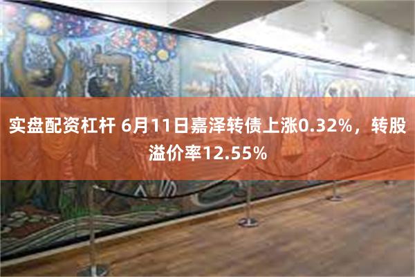 实盘配资杠杆 6月11日嘉泽转债上涨0.32%，转股溢价率12.55%